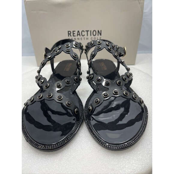 Kenneth Cole Dahlia Jelly Studded Flat Sandals, Black, Women Size 10 #789 - Picture 2 of 9